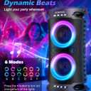 Large Party Bluetooth Speaker, 260W Peak Powerful Loud Sound with Deep Bass, 15Hr Playtime, Fast Charge, RGB Cool Light Show, TWS, Portable for Outdoor Beach, Camping, Backyard, Work, Home (Black)