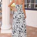 BTFBM Summer Dresses for Women 2026 Floral Spaghetti Strap Wedding Guest Dress Maxi Beach Vacation Clothes (M)