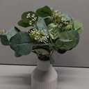 Dahey Artificial Eucalyptus Stems in Small Ceramic Vase Centerpiece Table Decorations Modern Farmhouse Decor Fake Eucalyptus Plants with Vase for Bathroom Kitchen Shelf Living Room Home Decor, White