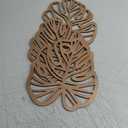 Palm Leaves Wood Wall Decor , 3Pcs Tropical Wall Art Jungle Decor, Wooden Natural Leaves Plant Wall Decor, Vintage Tropical Plant Plaque for Home Living Room Kitchen Bedroom Bathroom & Garden, Light Brown