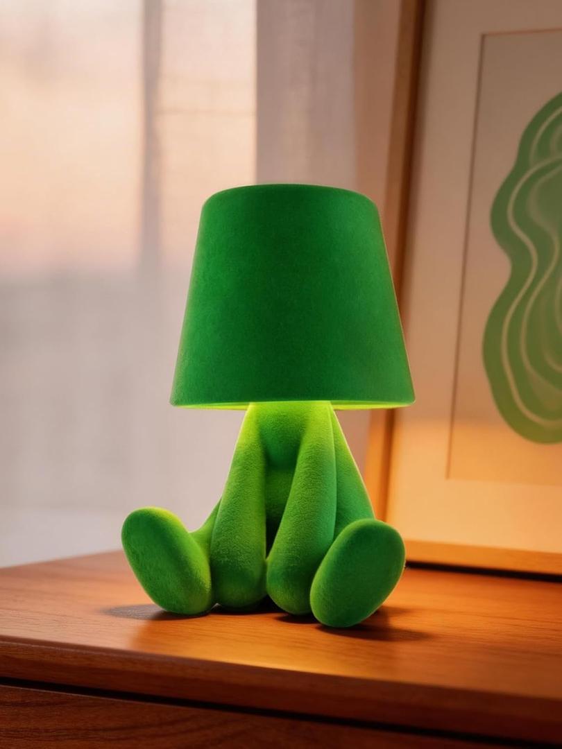 Modern Table Lamp for Youth: Rechargeable Cute Light for Kids Child Teen - Gift for Birthday Christmas Halloween Easter (Green)