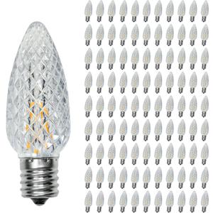 100 Pack C9 Led Christmas Lights Bulb, C9 Replacement LED Christmas Lights Outdoor Bulb, C9 Shatterproof Led Bulb for Christmas String Lights, E17 Base, Commercial Grade 2200K Warm White Bulbs