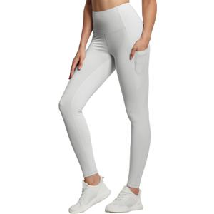 THE GYM PEOPLE Thick High Waist Yoga Pants with Pockets, Tummy Control Workout Running Yoga Leggings for Women (Medium, Bright Grey)