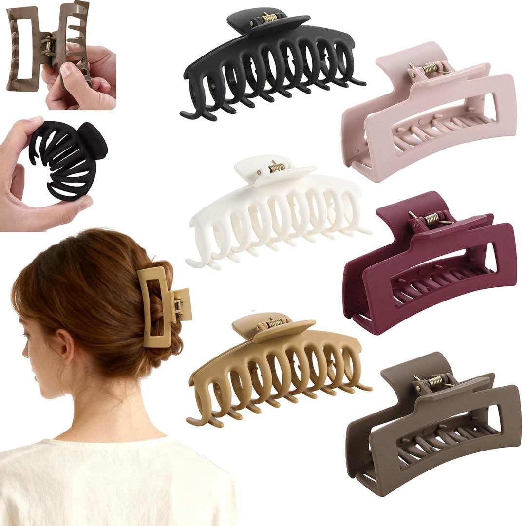 6 Pack Cloud Claw Clip for Women, 4" Large TPEE-Silicone Hair Claws, Bendable & Unbreakable Non-Slip Cozy Hair Clip for Thin/Thick/Curly Hair, Flexible & Durable All-Day Comfort Mutil Color 3