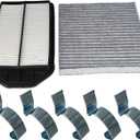 Engine & Cabin Air Filter With 5 Pack Air Cleaner Box Intake Clips Fit for 2007-2009 Honda CR-V L4 2.4L, Replace 17220-RZA-000 80292-SDA-A01 17220RZA000 80292SDAA01
