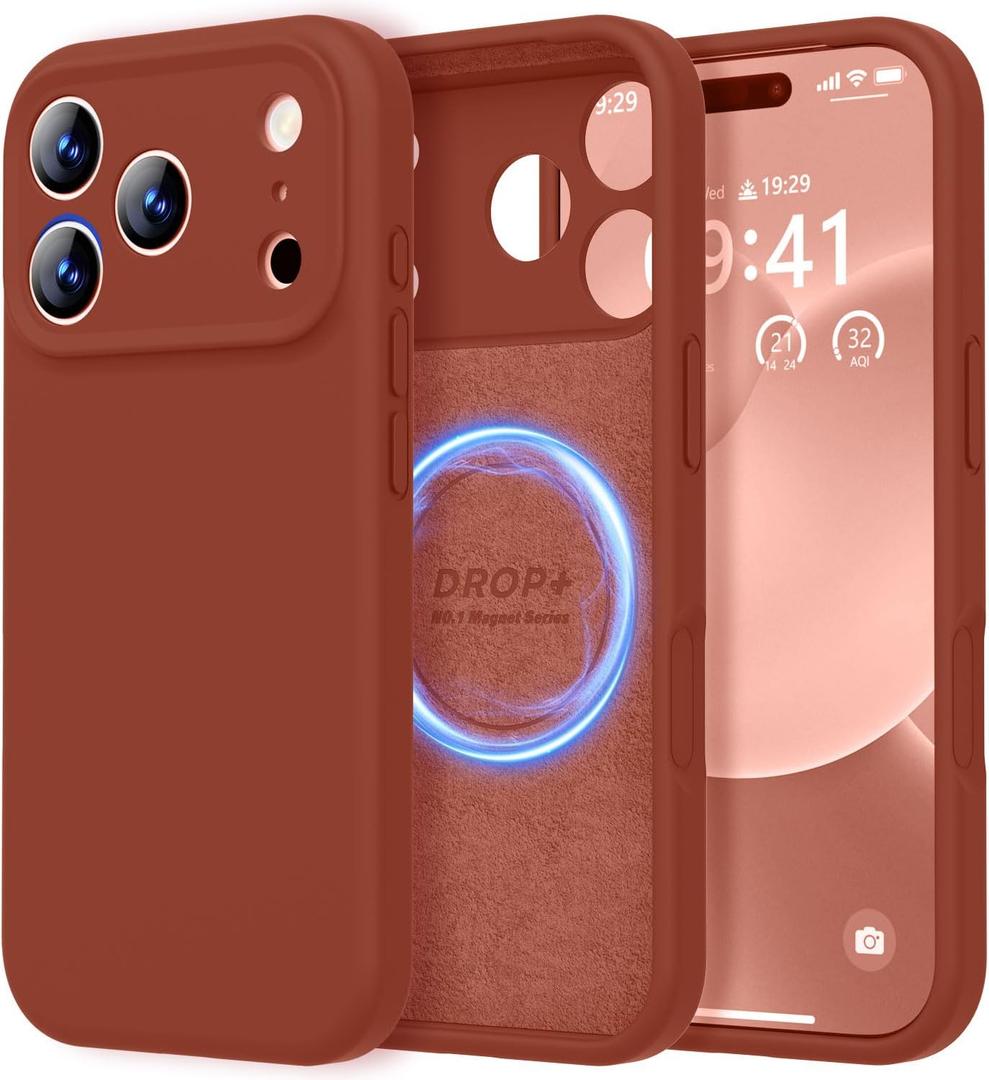 LOVE 3000 Designed for iPhone 17 Pro Case, Premium Silicone [Compatible with Magsafe][Soft Anti-Scratch Microfiber Lining] Shockproof Protective Phone Case for Men Women 6.3", Caramel