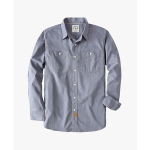 Dubinik® Chambray Shirt Men Long Sleeve Cotton Work Shirts with 2 Pockets Casual Button Down, 2 XL, Grey