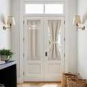 NICETOWN 100% Blackout French Door Curtains Linen Textured Privacy Door Window Curtains Thermal Insulated Drapes for Bedroom Kitchen, W25 x L40 Inch Long, 1 Panel, Cream