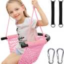 Hi-Na Tree Swing for Kids, Adjustable Toddler Rope Swing Seat with Snap Hooks and Straps, 440 lbs Capacity, Swingset Accessories for Indoor Porch Doorway Outdoor Playground Backyard (Pink)