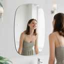 32"20" Frameless Bathroom Mirror, Tempered Glass Wall Mirror, HD Vanity Mirror for Entryway, Living Room & Home Decor, Polished Rounded Edges, 1/5" Thick