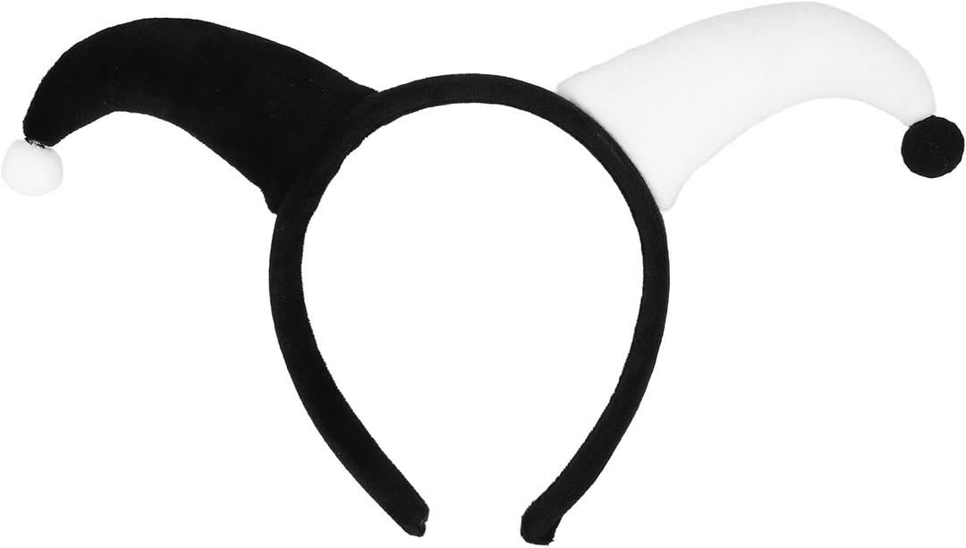 Black White Clown Headband Clown Plush Hat Decoration Halloween Costume for Parties and Costume Events Comfortable and Stylish Accessory 30.00X16.50X2.00CM