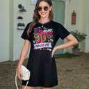 FLOYU 90s Shirt Dress Women's Short Sleeve Summer Dress 1990s Dresses 90s Neon Knee Length Dress (XL)