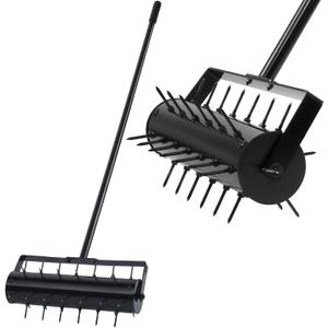 Rolling Lawn Aerator Roller with 42 Reinforced Steel Spikes, Heavy Duty Manual Lawn & Yard Aerator Tool, Pre-Assembled Push Grass Aerator with Adjustable Handle for Garden Soil