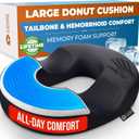 5 STARS UNITED Donut Pillow Hemorrhoid Tailbone Cushion  Large Chair Pad for Pain Relief  Coccyx, Prostate, Sciatica, Pelvic Floor, Pressure Sores, Pregnancy, Postpartum Recovery, Arctic Black