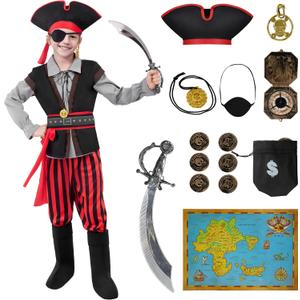Spooktacular Creations Halloween Boys Costume, Boys Pirate Costume, Kids Pirate Outfit with Accessories for Halloween Party (Small (5-7 yrs))