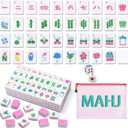 Soulchen Kaleidoscope Mahjong Tile Set 160 Mahjong Tiles 1.2'' Pink American Mahjongs Tile Set with Mahjongs Bag (Bamboo)