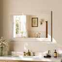 Rectangular Wall Mirror 36" x 24", Solid Wood Frame Bathroom Mirror, White