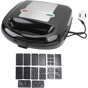 8 in 1 Sandwich Maker Panini Press Stick Proof Breakfast Machine with 14 Removable Plates for Sandwich Donut Waffle Nut Madeleine Cake Steak Hot Dog Cookie (US Plug 110V)