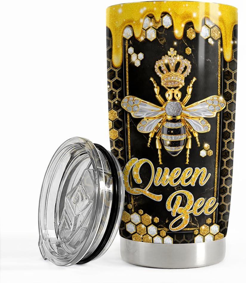 SANDJEST Bee Gifts for Women Girls Bee Tumbler 20oz Jewelry Drawings Stainless Steel Insulated Tumblers Coffee Travel Mug Cup Gift for Birthday Christmas