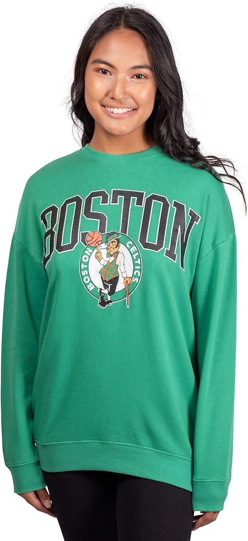 Ultra Game Womens Nba Official Extra Soft Fleece Distressed Oversized Pullover Sweatshirt (Large, Team Color)
