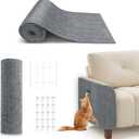 78.7"X15.8" Cat Scratching Mat, Self-Adhesive Cats Carpet, DIY Scratch Furniture Protector for Couch, Sofa, Wall & Doors, Durable Cat Scratch Guards Couch Cats Scratcher from Claw (Grey)
