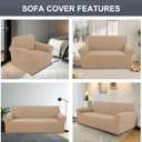 Stretch Couch Cover Washable Sofa Slipcover Furniture Protector with Non Skid Foam and Elastic Bottom for Kids, Dog(Large/Camel)