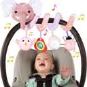 Musical Owl Rattle Sheep Pink Elephant Car Seat Toys for Babies 0-6 Months, Hanging Stroller Toys for Baby Girls 3-6 Month, Newborn Girl Infants Baby Birthday Gift Toy 0-12 Months