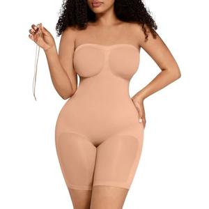 FeelinGirl Strapless Bodysuit for Women Tummy Control Shapewear Seamless Sculpt Body Shaper with Removable Straps S