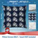 Welshower Navy Blue Christmas Winter Floral Pillow Covers 18x18, Rustic Christmas Decor, Snowflake Xmas Pinecone Botanical Decorative Throw Pillow Covers for Couch Sofa Bedroom Living Room