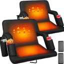 Heated Stadium Seats for Bleachers with Back Support with 5V 20000mAh Battery and Wide 20"/25" Dual-Sided Heated Bleacher Seat 6 Reclinng Positions Heat Heated Stadium Chair USB 3 Levels of