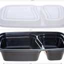 Professional 32oz Meal Prep Containers - 50-Pack (100 Pcs) 2-Compartment with Lids, Secure Seal, Microwave/Freezer/Dishwasher Safe - Bulk Black Food Storage