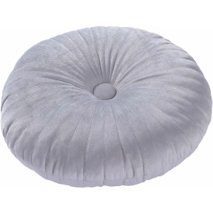 HLOVME Round Pillow Cushion for Couch Velvet Decorative Small Throw Pillow Solid Color for Living Room Bed Floor 13.7”, Light Gray