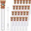 Realspring 24 Pcs Bear Bubble Wands Bulk Mini Bubble Wands for Baby Shower Girls Baptism Bear Theme Party Supplies Summer Birthday Gift Toys Classroom Prizes (Blue)