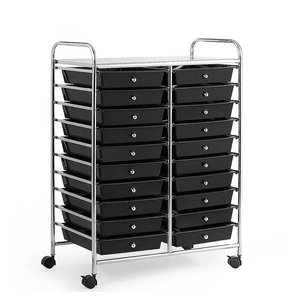 20 Drawers Rolling Cart Storage Scrapbook Paper Studio Organizer Bins - Black