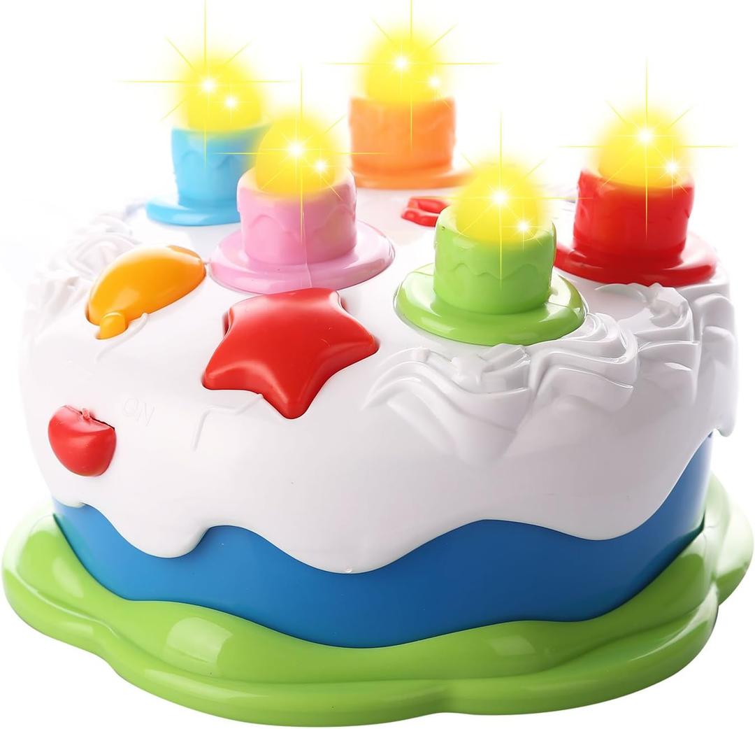 Love&Mini Birthday Cake Toys - First Birthday Cake Toy with LED Lighting, Music and Sonds, Great Baby Musical Toys for 1 2 3 4 Years Old Boys Girls Birthday and Xmas Gift (Multicolored)