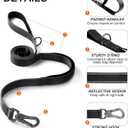 TwoEar 5FT 1IN Strong Black Dog Leash with 2 Padded Handles, Traffic Handle Extra Control, Comfortable Soft Dual Handle, Auto Lock Hook, Reflective Walking Lead for Small Medium and Large Dogs