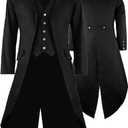 GOLDSTITCH Mens Black Vintage Tailcoat Jacket Fancy Cool Cosplay Costume Robe (Black, M)
