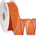 Ribbli Orange Burlap Wired Ribbon, 1-1/2 Inch x Continuous 20 Yard, Orange Wired Ribbon for Wreaths,Big Bows,Tree Decoration,Outdoor Decoration