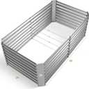 Land Guard 2 Pack 632 ft Galvanized Metal Raised Garden Bed, 2FT Deep Root Elevated Planter Box Steel Large Vegetable Flower Bed Kit, Silver
