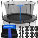 Trampoline Net Replacement 12FT 14FT 15FT with 6 Pole Caps (1 Inch) & 4 Strings - NO Poles - Breathable UV Weather Resistant Safety Enclosure - Fits Outdoor Round, Navy 