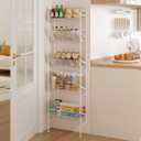 bukfen Narrow Spice Organizers, Slim Behind The Door Organizers,5-Tier Narrow Bathroom Shelf,Slim Corner Shelf,Space-Saving Multi Functional Storage,Spice Racks
