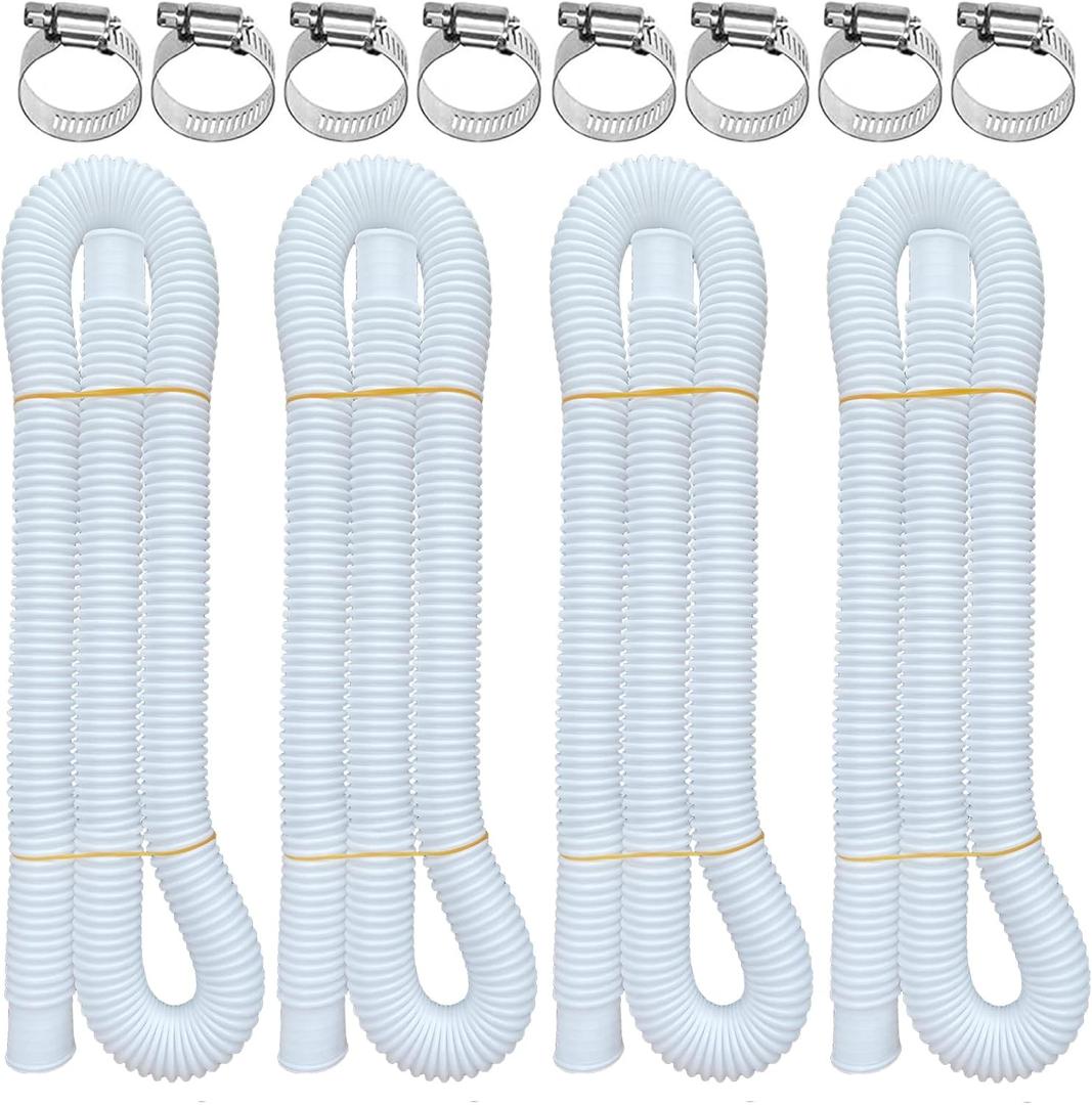 Pool Hoses for Above Ground Pools, 4 Pack 1.25 x 59 Inch Pool Filter Pump Hoses, Compatible with Intex Pool Filter Pump 607, 637 With 8 Metal Clamps(4) Pool Hoses for Above Ground Pools, 4 Pack 1.25 x 59 Inch Pool Filter Pump Hoses, Compatible with Intex Pool Filter Pump 607, 637 With 8 Metal Clamps(4)