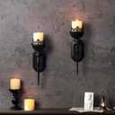 Gothic Wall Sconce Candle Holder (Set of 2) Black Crown and Scepter Design Wall-Mount Metal Candle Holders Hanging Iron Wall Candle Sconce Holder for Living Room, Bathroom, Dining Room