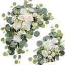 Artificial Wedding Arch Flowers for Wedding Sign,Set of 2 for Wedding Welcome Ceremony Sign,Faux Floral Swags,Wedding, Banquet and Reception Backdrop Floral Decoration (White)
