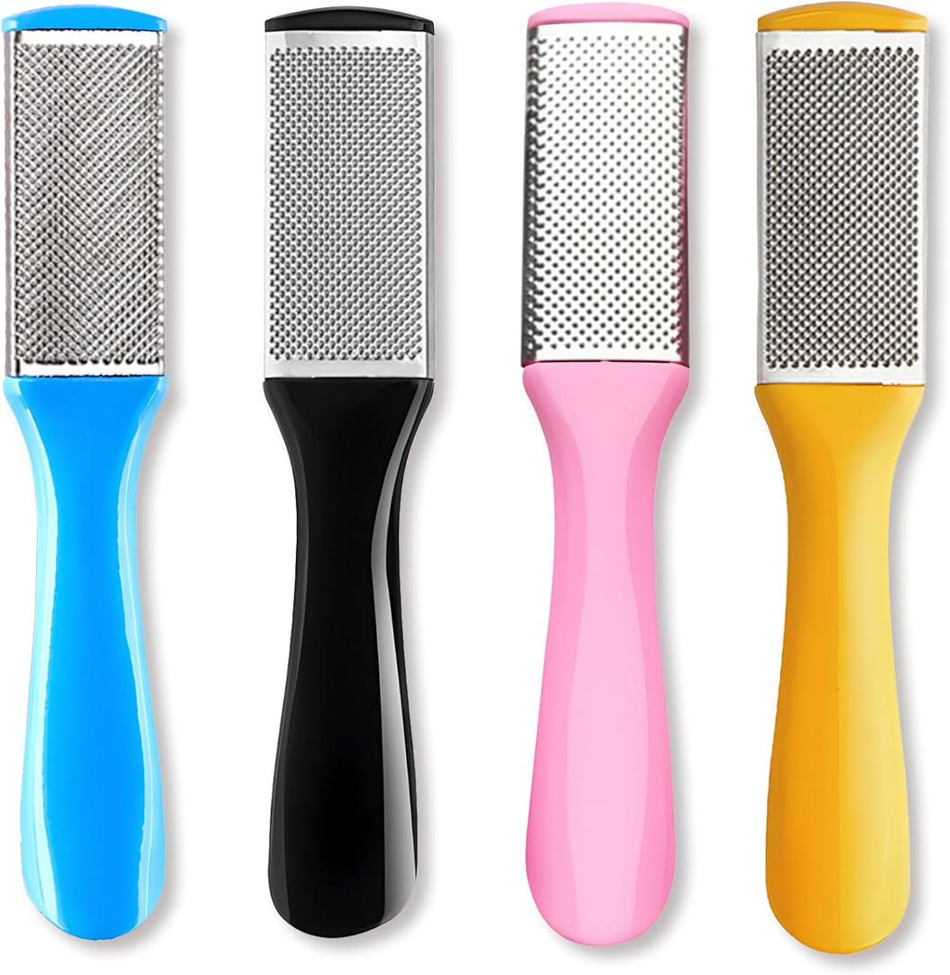 4 Pcs Pedicure Foot Files Callus Remover with Double Sided Feet Rasp for Dead Skin - Professional Foot Care Tools to Removes Hard Skin Corns for Dry and Wet Feet