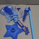 TAKIHON Guitar and Microphone Set for Kids,Guitar Toys with Music&Colorful Light,Adjustable Height Microphone with Stand,Karaoke Toys Gift for Boy,Girls,Toddlers(Blue)-Upgraded