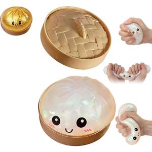 Flashing Dumplings,Soft and Cute Flashing Dumpling Toy,Dumpling Stress-Relieving Ball,Elastic Tabletop Toy,Soft and Squeezable Stress-Relieving Dough (White)