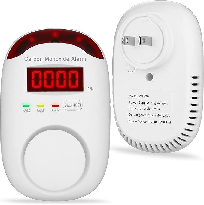 Carbon-Monoxide-Detector Plug in, Carbon Monoxide Alarm,CO Monitor with Digital Display : PPM for Home,RV,Apartment,Kitchen (3 Pack)