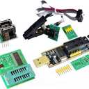 AiTrip EEPROM BIOS USB Programmer CH341A + SOIC8 Clip + 1.8V Adapter + SOIC8 Adapter for 24 25 Series Flash