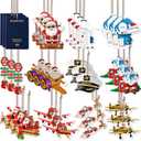 36 Pack Travel Christmas Tree Ornaments Bulk Wooden Airplane Pilot Passport Ornament Christmas Tree Decoration Airplane Gift for Travelers Custom Pilots, Crew, Flight Lovers
